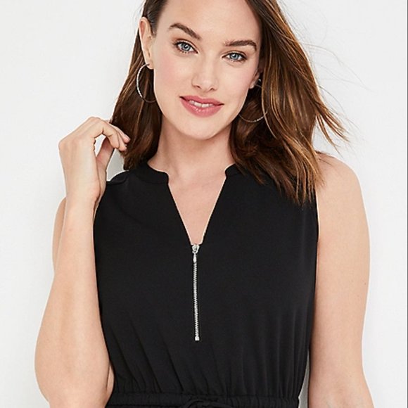 NWT Front Zip Neck Mini Black Mini Dress Maurices Sz L - Picture 3 of 6